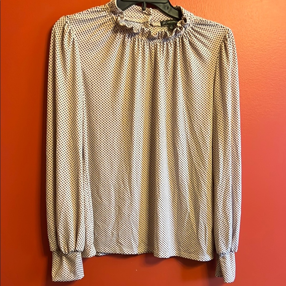 Adrianna Papell Black and White Patterned Blouse size S